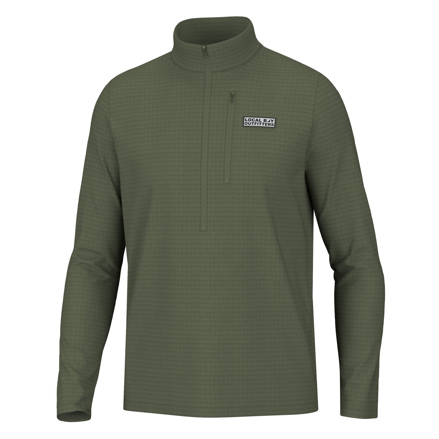 Waffle Half Zip - Olive Green