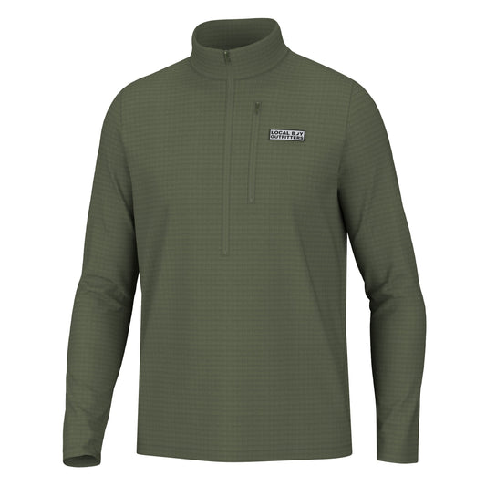 Waffle Half Zip - Olive Green