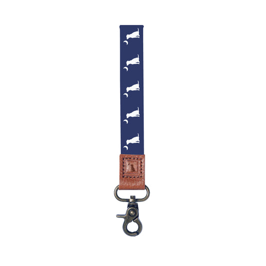 Navy Dog & Moon Wrist Lanyard