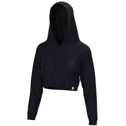 Local Girl Velvet Fleece Cropped Hoodie - Black
